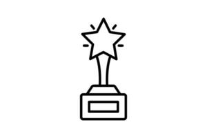 excellence icon. trophy with stars.  icon related to core values. line icon style. simple vector design editable