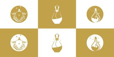 Vector set of luxury perfume bottle logo design inspiration collection premium perfume minimalist style Premium Vector