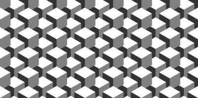 Seamless geometric pattern. Vector background made of cubes in isometry. Repeating geometric shapes in black and white.