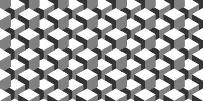 Seamless geometric pattern. Vector background made of cubes in isometry. Repeating geometric shapes in black and white.