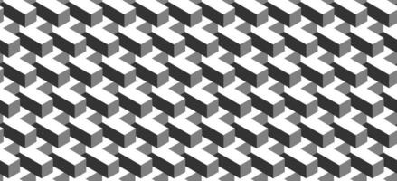 Seamless geometric pattern. Vector background made of cubes in isometry. Repeating geometric shapes in black and white.