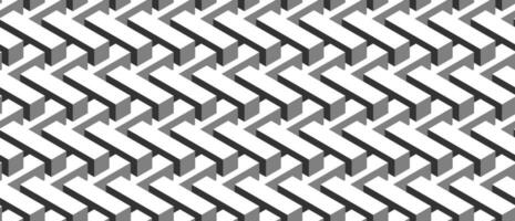 Seamless geometric pattern. Vector background made of cubes in isometry. Repeating geometric shapes in black and white.