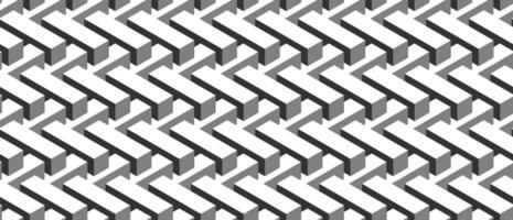 Seamless geometric pattern. Vector background made of cubes in isometry. Repeating geometric shapes in black and white.