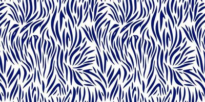 Abstract seamless background with tiger print. Hand drawn. Blue lines on a white isolated background. vector