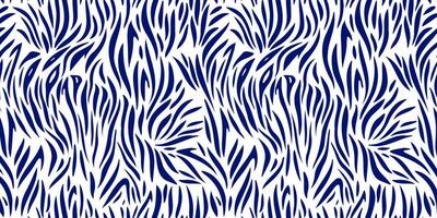 Abstract seamless background with tiger print. Hand drawn. Blue lines on a white isolated background. vector