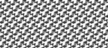Seamless geometric pattern. Vector background made of cubes in isometry. Repeating geometric shapes in black and white.
