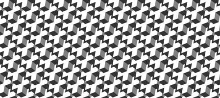 Seamless geometric pattern. Vector background made of cubes in isometry. Repeating geometric shapes in black and white.