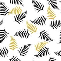 Seamless pattern with fern leaves black and gold vector