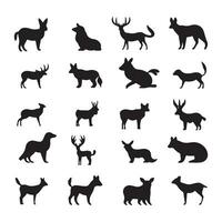 black Silhouette animal set. vector