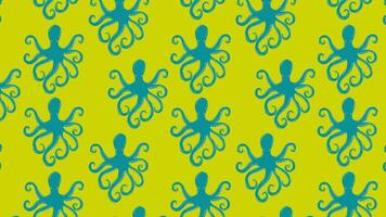 Hand drawn octopus Loop Background. Video flat cartoon animation design element. 4K video footage