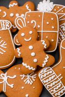 Delicious gingerbread cookies with honey, ginger and cinnamon photo