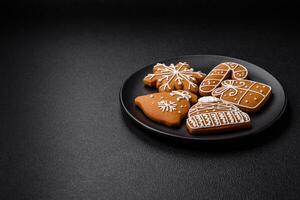 Delicious gingerbread cookies with honey, ginger and cinnamon photo