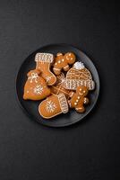 Delicious gingerbread cookies with honey, ginger and cinnamon photo