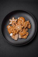 Delicious gingerbread cookies with honey, ginger and cinnamon photo