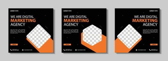 Marketing Agency Social Media Post, Digital Marketing Web Banner, Corporate Square Flyer Template. Vector illustration with Space to add pictures minimal and modern design.