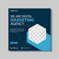 Marketing Agency Social Media Post, Digital Marketing Web Banner, Corporate Square Flyer Template. Vector illustration with Space to add pictures minimal and modern design.