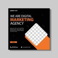 Marketing Agency Social Media Post, Digital Marketing Web Banner, Corporate Square Flyer Template. Vector illustration with Space to add pictures minimal and modern design.