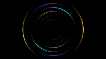 Colorful neon glowing circles abstract video animation