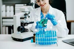 Dctor work on digital tablet healthcare doctor technology tablet using computer in laboratory study photo