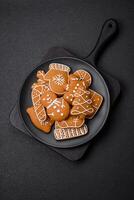 Delicious gingerbread cookies with honey, ginger and cinnamon photo