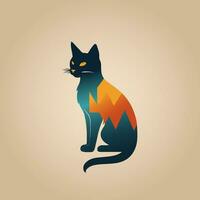 vector aislado gato silueta, logo, imprimir, camiseta diseño