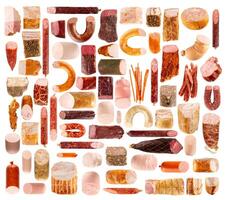 Meat products collection set, isolated on white background. photo