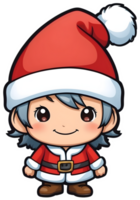 AI generated cartoon boy in santa hat standing in the snow png