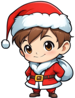 AI generated cartoon boy in santa hat standing in the snow png