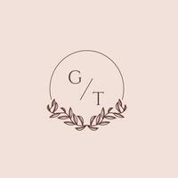 GT initial monogram wedding with creative circle line vector