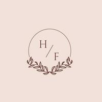 HF initial monogram wedding with creative circle line vector