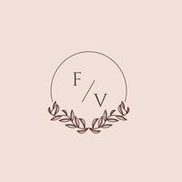 FV initial monogram wedding with creative circle line vector