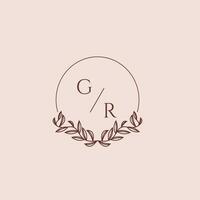 GR initial monogram wedding with creative circle line vector