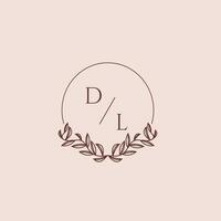 DL initial monogram wedding with creative circle line vector