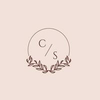 CS initial monogram wedding with creative circle line vector