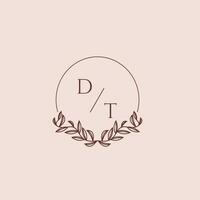 DT initial monogram wedding with creative circle line vector