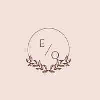 EQ initial monogram wedding with creative circle line vector