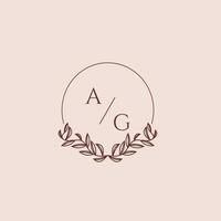 AG initial monogram wedding with creative circle line vector