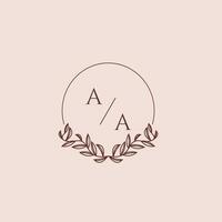 AA initial monogram wedding with creative circle line vector