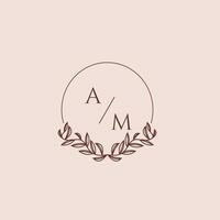 AM initial monogram wedding with creative circle line vector