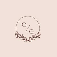 OG initial monogram wedding with creative circle line vector