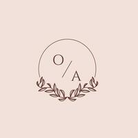 OA initial monogram wedding with creative circle line vector