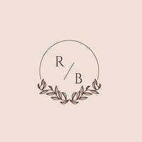 RB initial monogram wedding with creative circle line vector