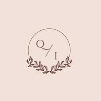 QI initial monogram wedding with creative circle line vector