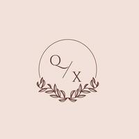QX initial monogram wedding with creative circle line vector