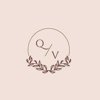 QV initial monogram wedding with creative circle line vector