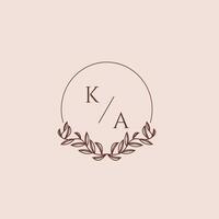KA initial monogram wedding with creative circle line vector