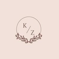 KZ initial monogram wedding with creative circle line vector