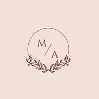 MA initial monogram wedding with creative circle line vector