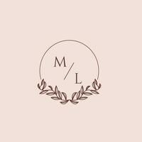 ML initial monogram wedding with creative circle line vector