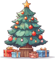 ai generado Navidad árbol con regalos y nieve png